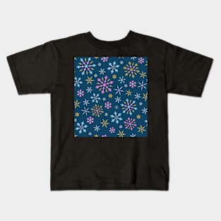 Scattered Snowflake Jewels in deep teal Kids T-Shirt